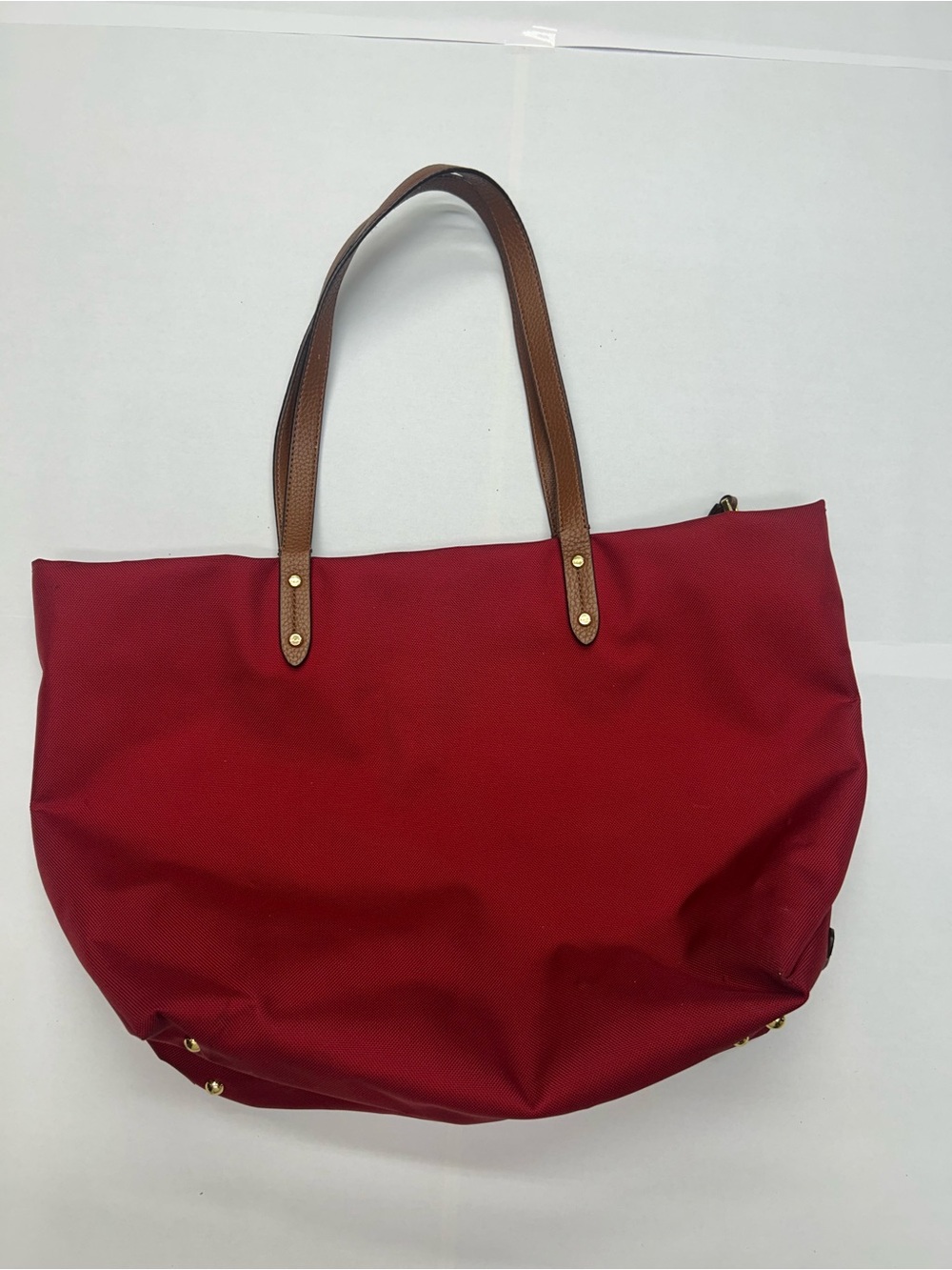 Ralph Lauren Red Tote with Brown Leather-Strap Handles - Picture 12 of 14